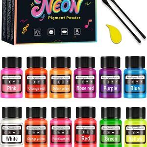 Neon Mica Powder -12 Colors Vibrant Fluorescent Epoxy Resin Pigment Powder